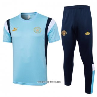 Trainingsanzug Manchester City Kurzarm 2023-2024 Blau