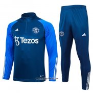 Sweatshirt Trainingsanzug Manchester United 2023-2024 Blau