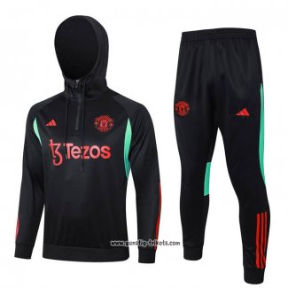 Sweatshirt Trainingsanzug Manchester United 2023-2024 Schwarz y Rot