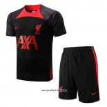 Trainingsanzug Liverpool Kurzarm 2022-2023 Schwarz - Kurze Hose