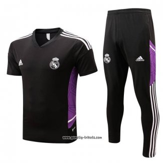 Trainingsanzug Real Madrid Kurzarm 2022-2023 Schwarz y Purpura