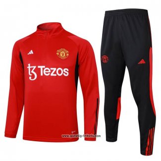 Sweatshirt Trainingsanzug Manchester United Kinder 2023-2024 Rot