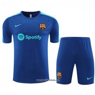 Trainingsanzug Barcelona Kurzarm 2023-2024 Blau - Kurze Hose