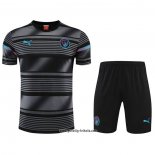 Trainingsanzug Manchester City Kurzarm 2022-2023 Schwarz - Kurze Hose