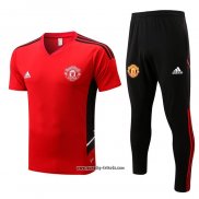 Trainingsanzug Manchester United Kurzarm 2022-2023 Rot