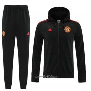 Trainingsanzug mit Kapuze Manchester United 2022-2023 Schwarz