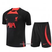 Trainingsanzug Liverpool Kurzarm 2022-2023 Schwarz - Kurze Hose