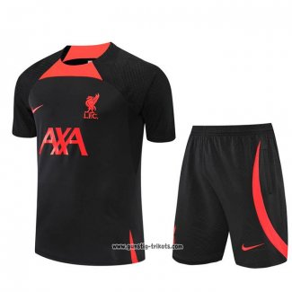 Trainingsanzug Liverpool Kurzarm 2022-2023 Schwarz - Kurze Hose