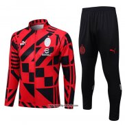 Jacke Trainingsanzug AC Milan 2022-2023 Rot y Schwarz