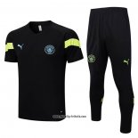 Trainingsanzug Manchester City Kurzarm 2022-2023 Schwarz