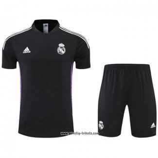 Trainingsanzug Real Madrid Kurzarm 2022-2023 Schwarz y Purpura - Kurze Hose