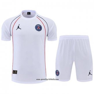 Trainingsanzug Paris Saint-Germain Jordan Kurzarm 2022-2023 WeiB - Kurze Hose