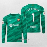 Barcelona Spieler Ter Stegen Torwarttrikot Langarm 2023-2024 Grun