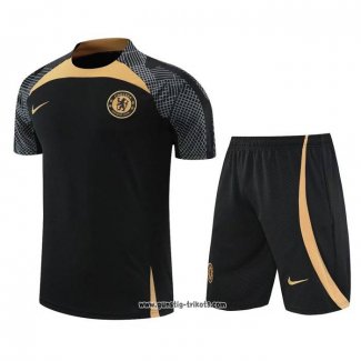 Trainingsanzug Chelsea Kurzarm 2022-2023 Schwarz - Kurze Hose