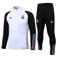 Jacke Trainingsanzug Real Madrid 2023-2024 WeiB y Schwarz