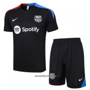 Trainingsanzug Barcelona Kurzarm 2023-2024 Schwarz - Kurze Hose