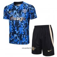 Trainingsanzug Chelsea Kurzarm 2023-2024 Blau - Kurze Hose