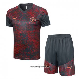 Trainingsanzug Manchester City Kurzarm 2023-2024 Rot - Kurze Hose