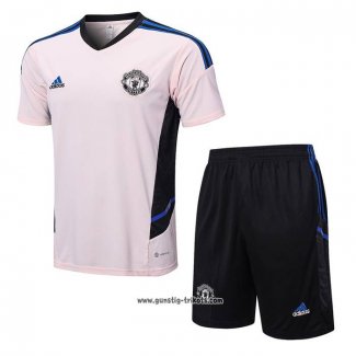 Trainingsanzug Manchester United Kurzarm 2022-2023 Rosa - Kurze Hose