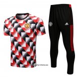 Trainingsanzug Manchester United Kurzarm 2022-2023 Schwarz y Rot