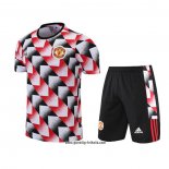 Trainingsanzug Manchester United Kurzarm 2022-2023 Schwarz y Rot - Kurze Hose