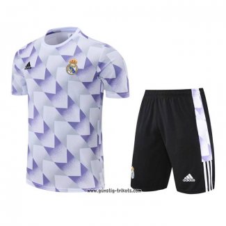 Trainingsanzug Real Madrid Kurzarm 2022-2023 WeiB y Purpura - Kurze Hose