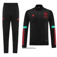 Jacke Trainingsanzug Manchester United Kinder 2023-2024 Schwarz