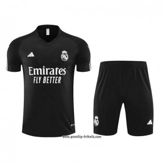 Trainingsanzug Real Madrid Kurzarm 2023-2024 Schwarz - Kurze Hose